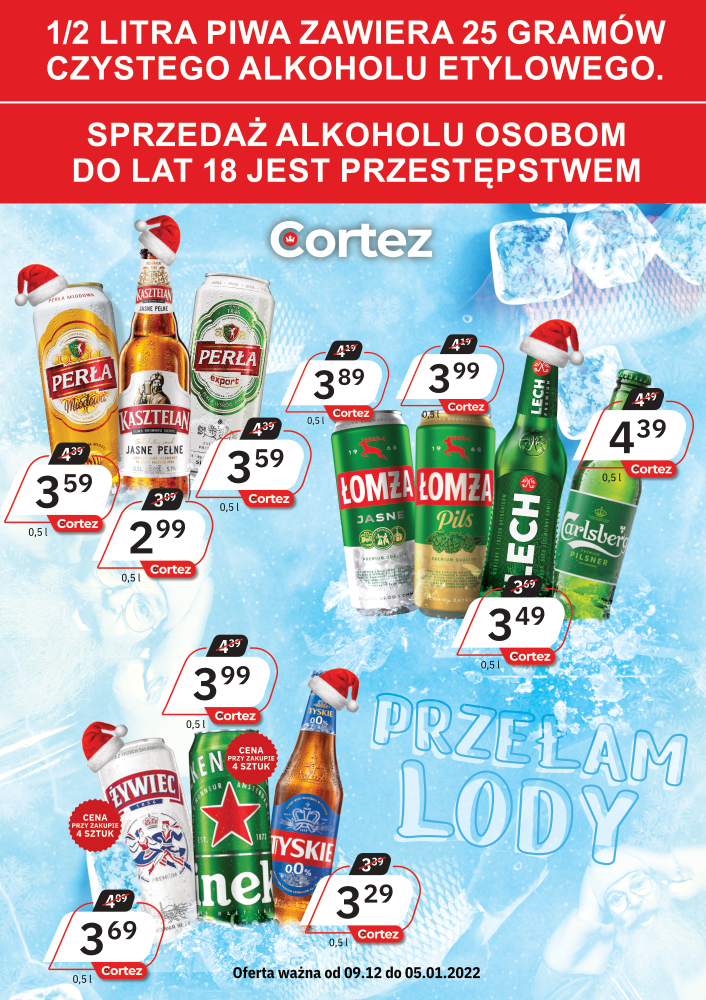 Plakat promocyjny na piwa w sklepach monopolowych Cortez Alkohole